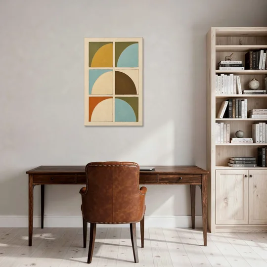 Geometric Art Prints of Six Turning Quarter Circles - Canvas Wall Art - Office - 24x36