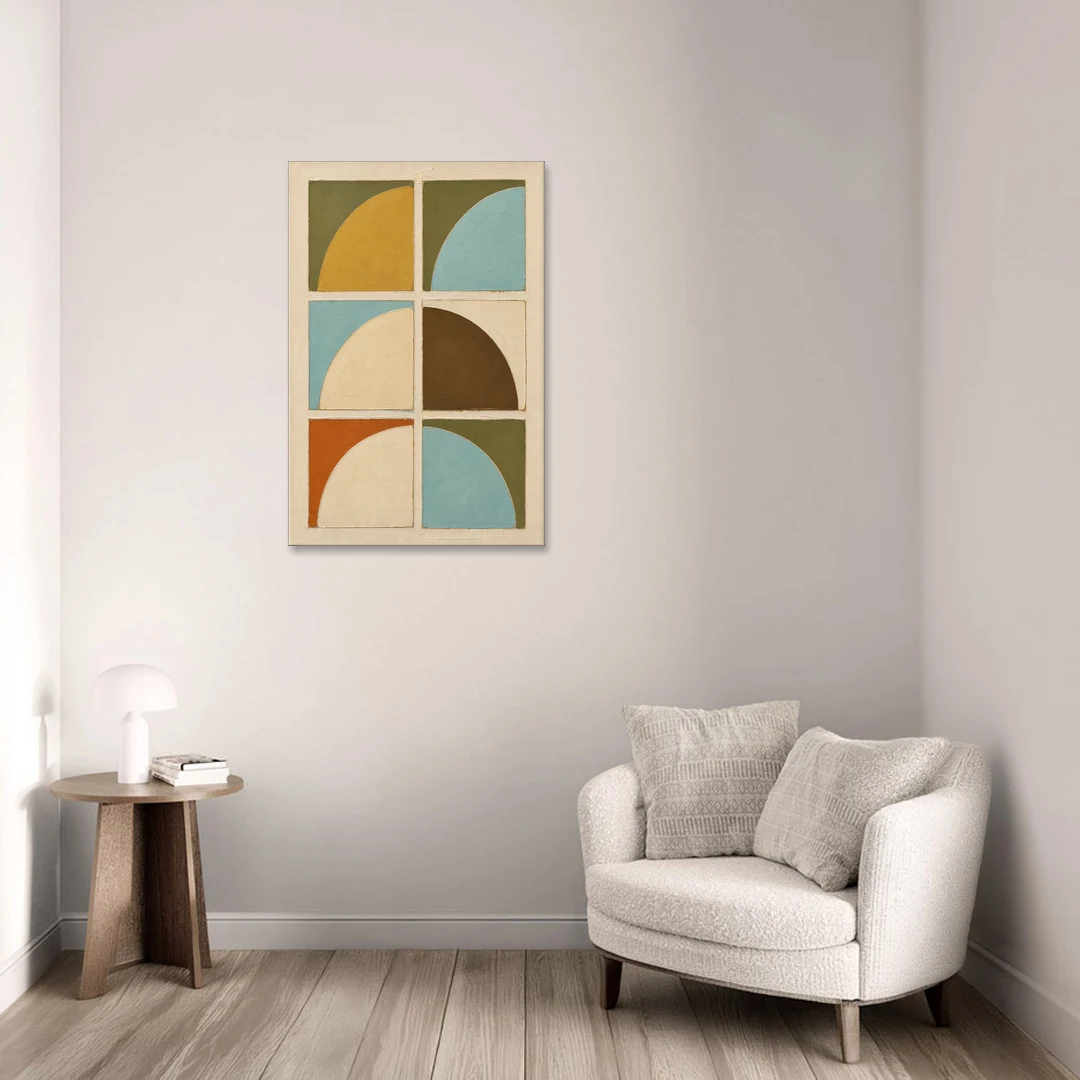 Geometric Art Prints of Six Turning Quarter Circles - Canvas Wall Art - Sofa - 24x36