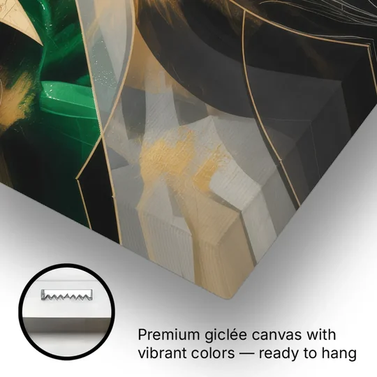 Geometric Elegance Black and Gold Abstract - Canvas Wall Art - Gallery Wrap Corner