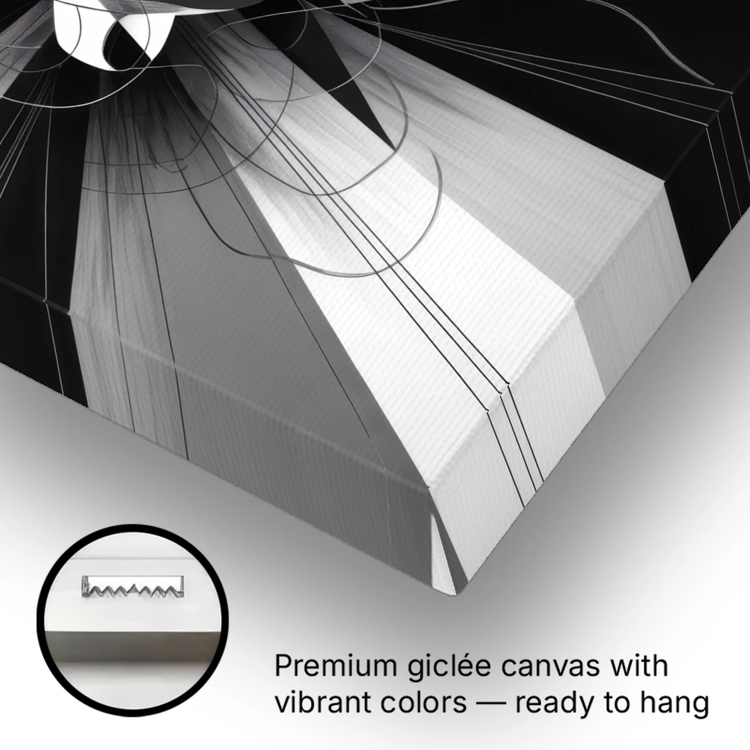Geometric Elegance in Black and White Abstract - Canvas Wall Art - Gallery Wrap Corner