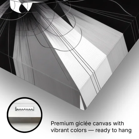 Geometric Elegance in Black and White Abstract - Canvas Wall Art - Gallery Wrap Corner