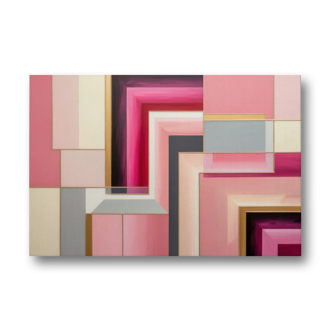 Geometric Elegance in Pink Abstract - Canvas Wall Art - Front