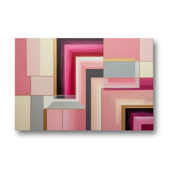 Geometric Elegance in Pink Abstract - Canvas Wall Art - Front