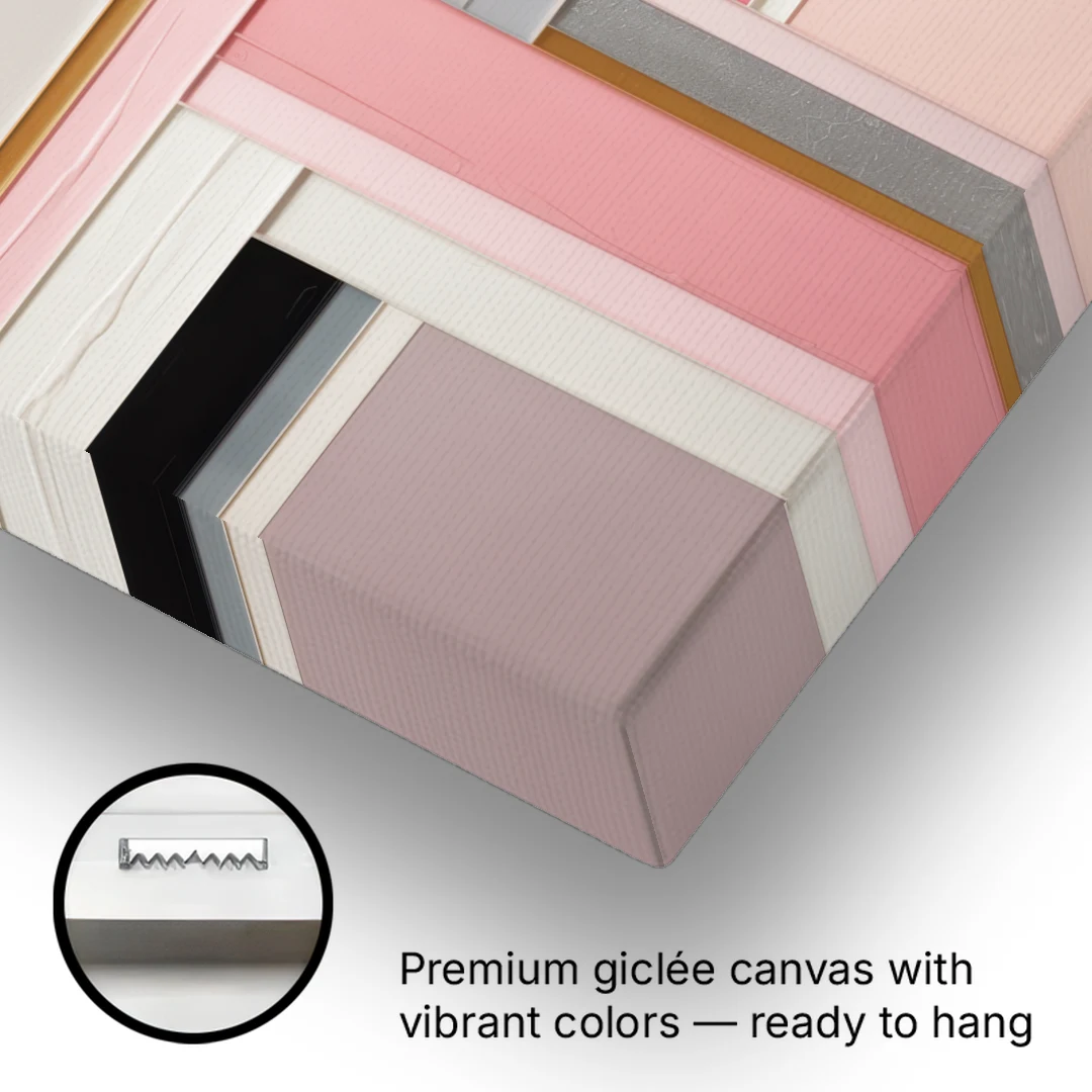 Geometric Elegance Pink Abstract - Canvas Wall Art - Gallery Wrap Corner