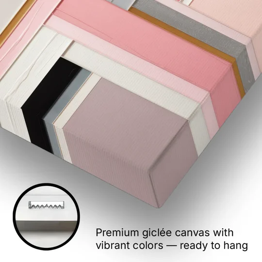 Geometric Elegance Pink Abstract - Canvas Wall Art - Gallery Wrap Corner