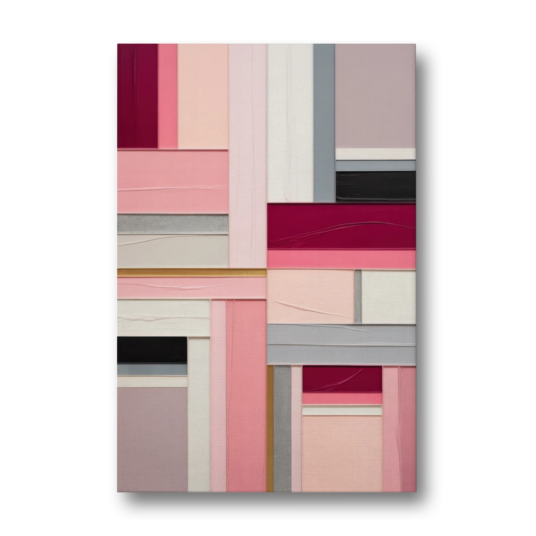 Geometric Elegance Pink Abstract - Canvas Wall Art - Front