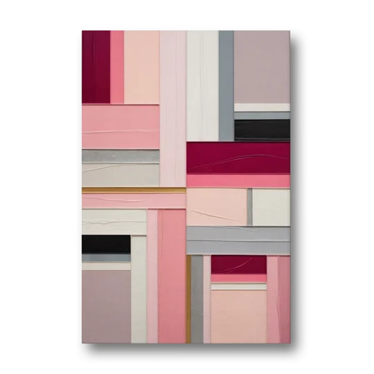 Geometric Elegance Pink Abstract - Canvas Wall Art - Front