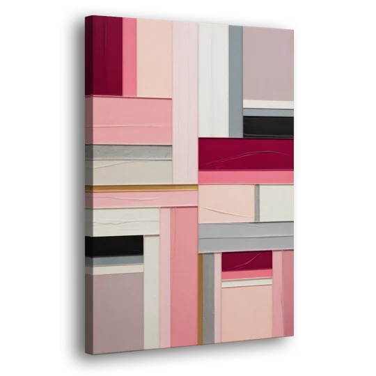 Geometric Elegance Pink Abstract - Canvas Wall Art - Side