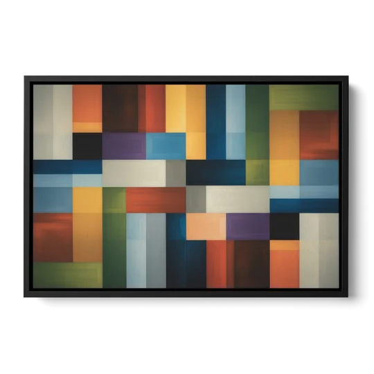 Geometric Harmony Colorful Abstract - Black Framed Canvas Wall Art - Front