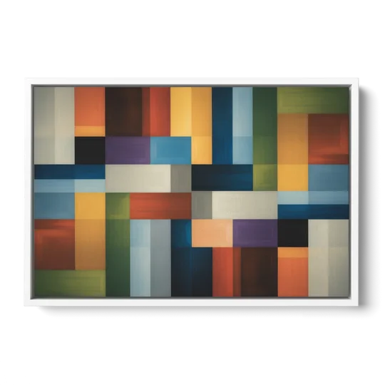 Geometric Harmony Colorful Abstract - White Framed Canvas Wall Art - Front