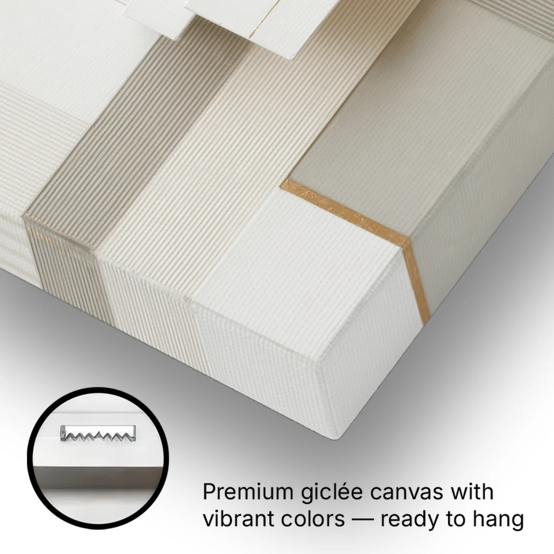 Geometric Harmony in White Abstract - Canvas Wall Art - Gallery Wrap Corner