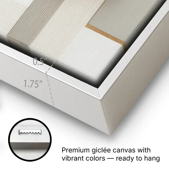 Geometric Harmony in White Abstract - White Framed Canvas Wall Art - Gallery Wrap Corner