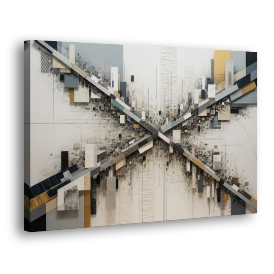 Geometric Urban Elegance White Abstract - Canvas Wall Art - Side