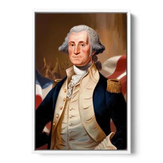 George Washington Legacy - White Framed Canvas Wall Art - Front