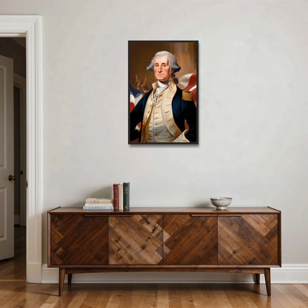 George Washington Legacy - Black Framed Canvas Wall Art - Coffee Table - 24x36