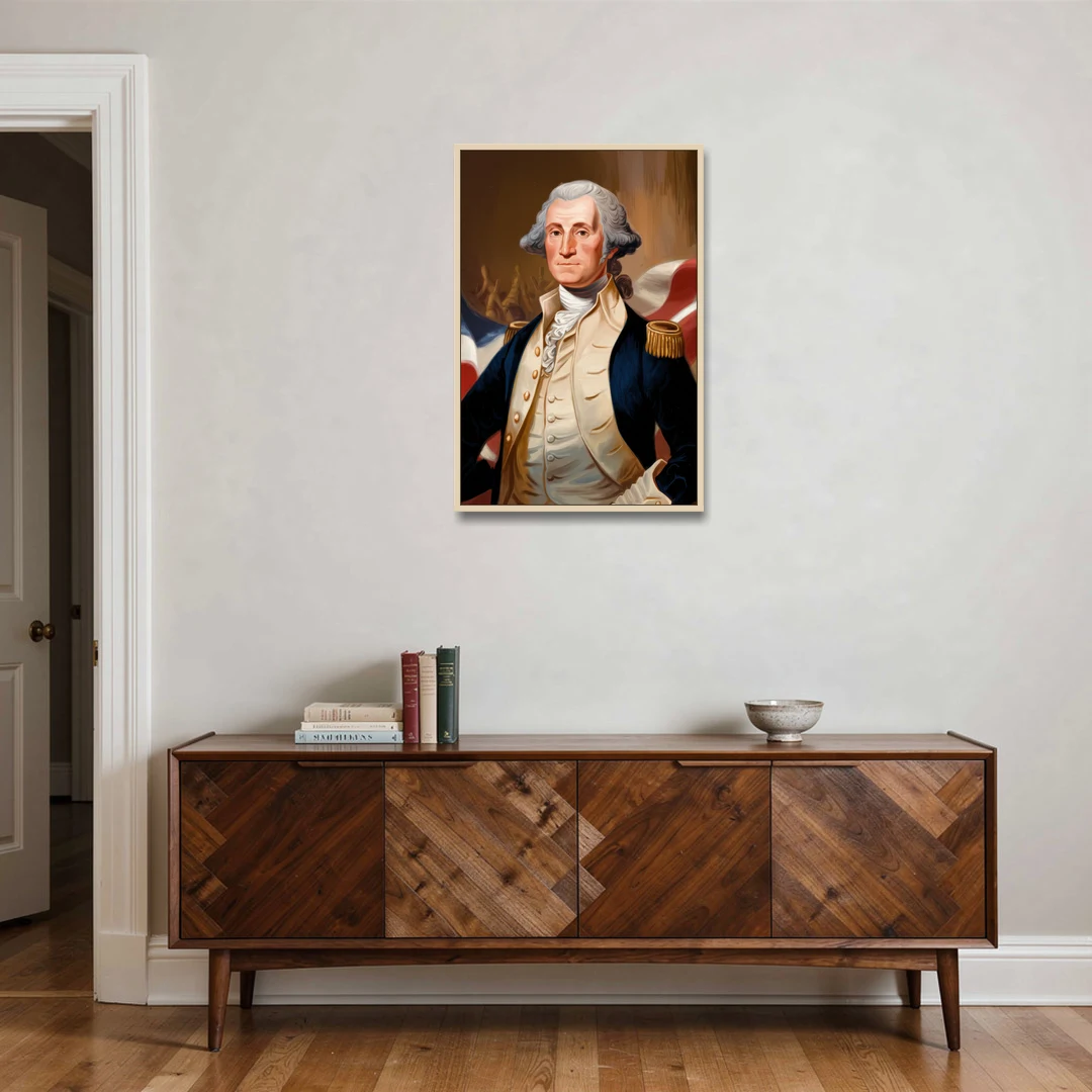 George Washington Legacy - Oak Framed Canvas Wall Art - Coffee Table - 24x36