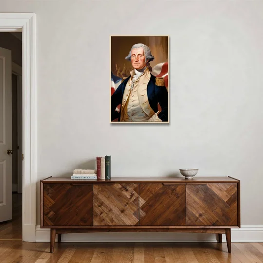 George Washington Legacy - Oak Framed Canvas Wall Art - Coffee Table - 24x36