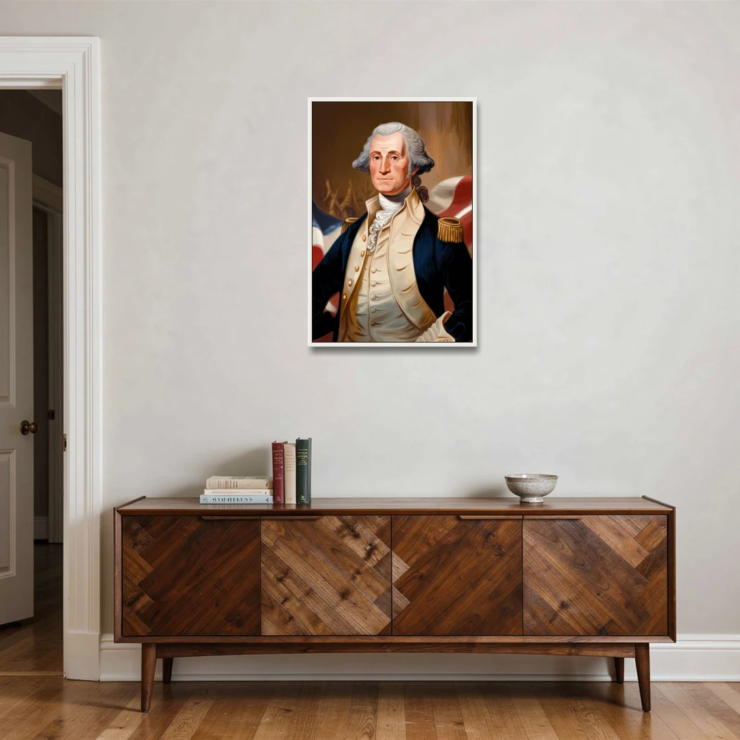 George Washington Legacy - White Framed Canvas Wall Art - Coffee Table - 24x36