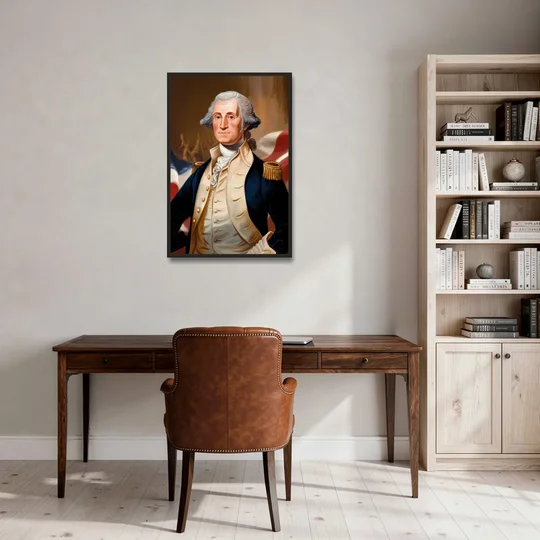 George Washington Legacy - Black Framed Canvas Wall Art - Office - 24x36