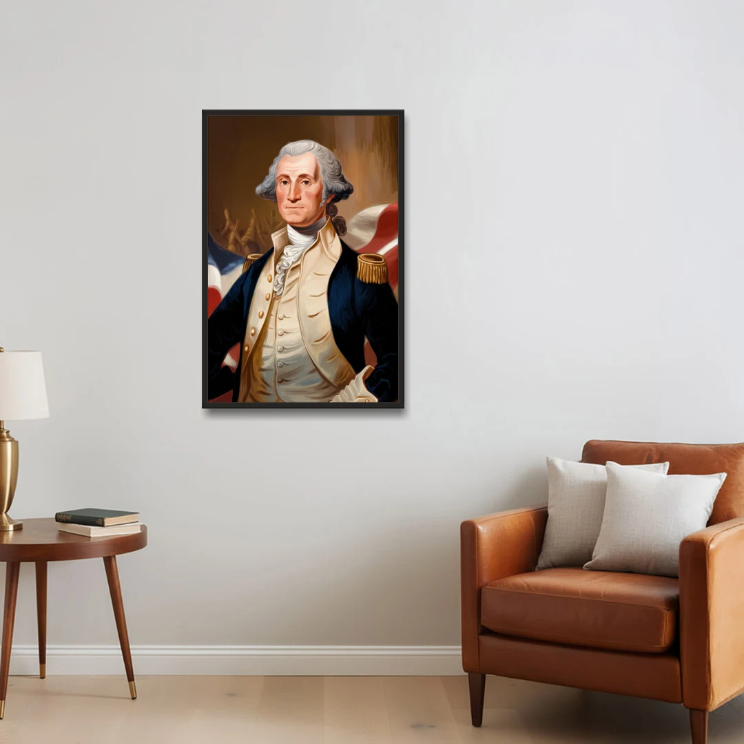 George Washington Legacy - Black Framed Canvas Wall Art - Sofa - 24x36