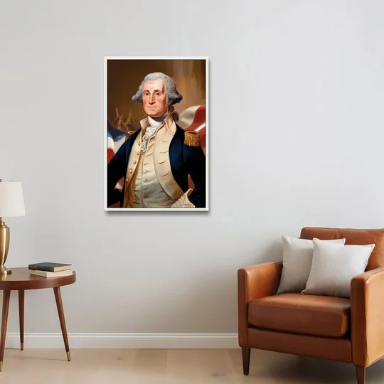 George Washington Legacy - White Framed Canvas Wall Art - Sofa - 24x36