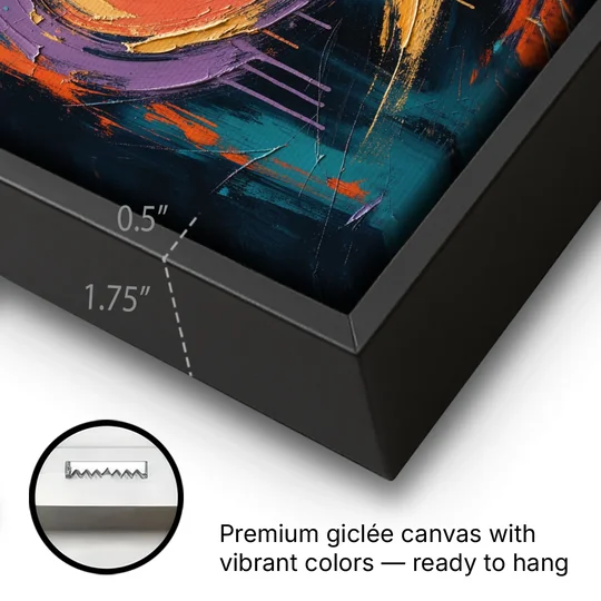 Gestural Abstract Painting Sunset Serpentine - Black Framed Canvas Wall Art - Gallery Wrap Corner