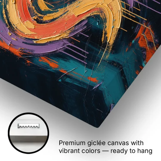 Gestural Abstract Painting Sunset Serpentine - Canvas Wall Art - Gallery Wrap Corner