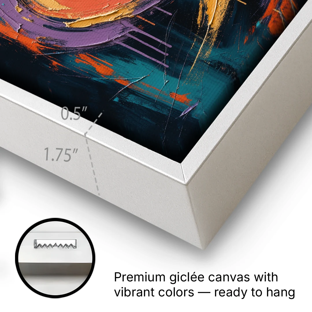 Gestural Abstract Painting Sunset Serpentine - White Framed Canvas Wall Art - Gallery Wrap Corner