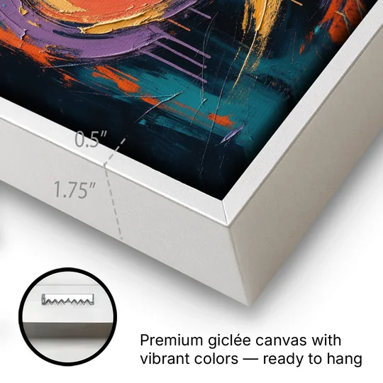 Gestural Abstract Painting Sunset Serpentine - White Framed Canvas Wall Art - Gallery Wrap Corner