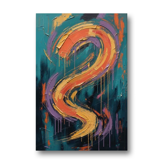 Gestural Abstract Painting Sunset Serpentine - Canvas Wall Art - Front