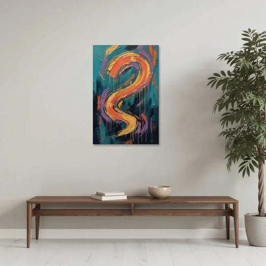 Gestural Abstract Painting Sunset Serpentine - Canvas Wall Art - Coffee Table - 24x36