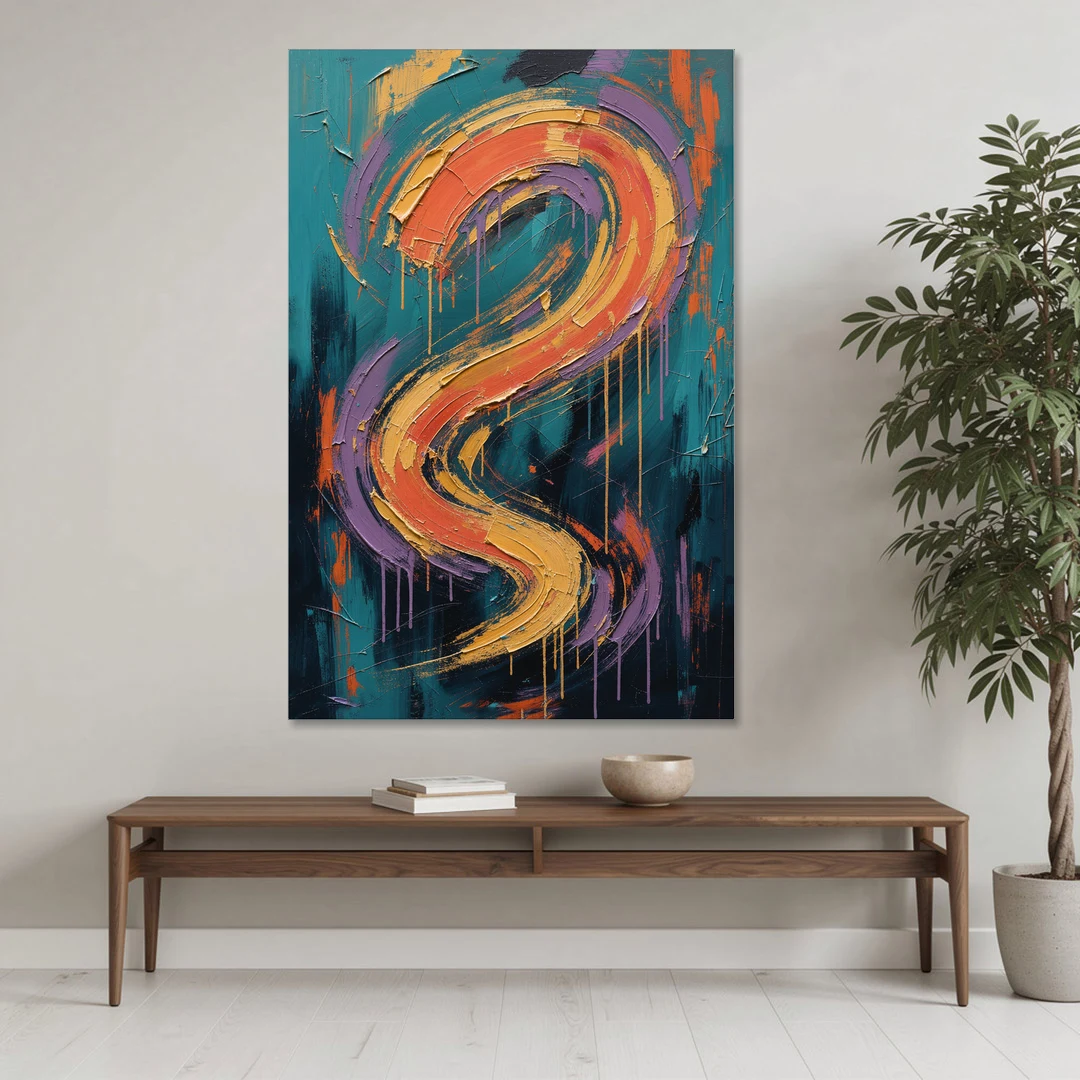 Gestural Abstract Painting Sunset Serpentine - Canvas Wall Art - Coffee Table - 40x60