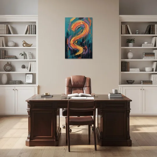 Gestural Abstract Painting Sunset Serpentine - Canvas Wall Art - Office - 24x36