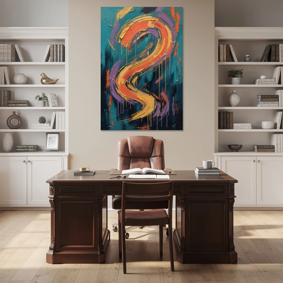 Gestural Abstract Painting Sunset Serpentine - Canvas Wall Art - Office - 40x60