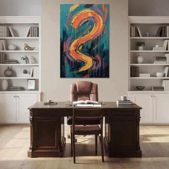 Gestural Abstract Painting Sunset Serpentine - Canvas Wall Art - Office - 40x60