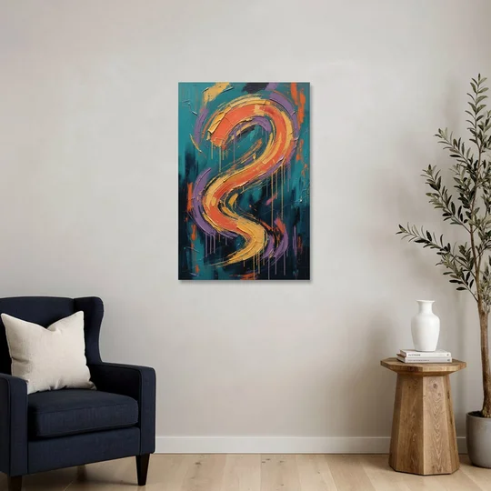 Gestural Abstract Painting Sunset Serpentine - Canvas Wall Art - Sofa - 24x36