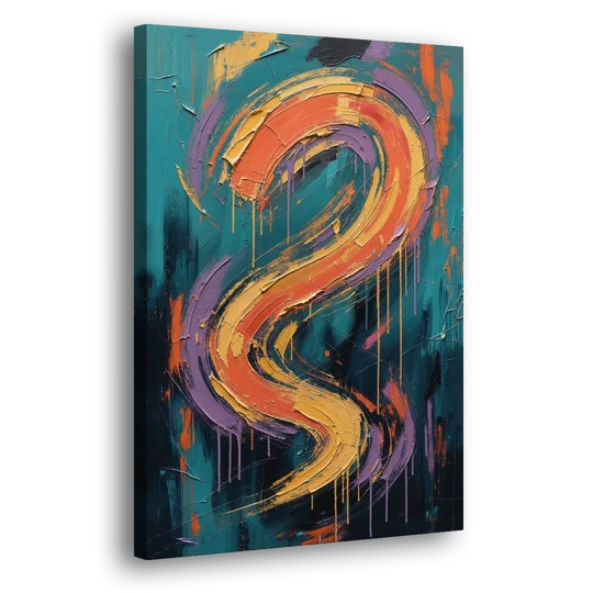 Gestural Abstract Painting Sunset Serpentine - Canvas Wall Art - Side