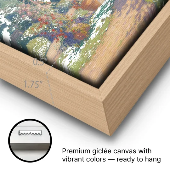 Giardino Giusti Serenity - Oak Framed Canvas Wall Art - Gallery Wrap Corner