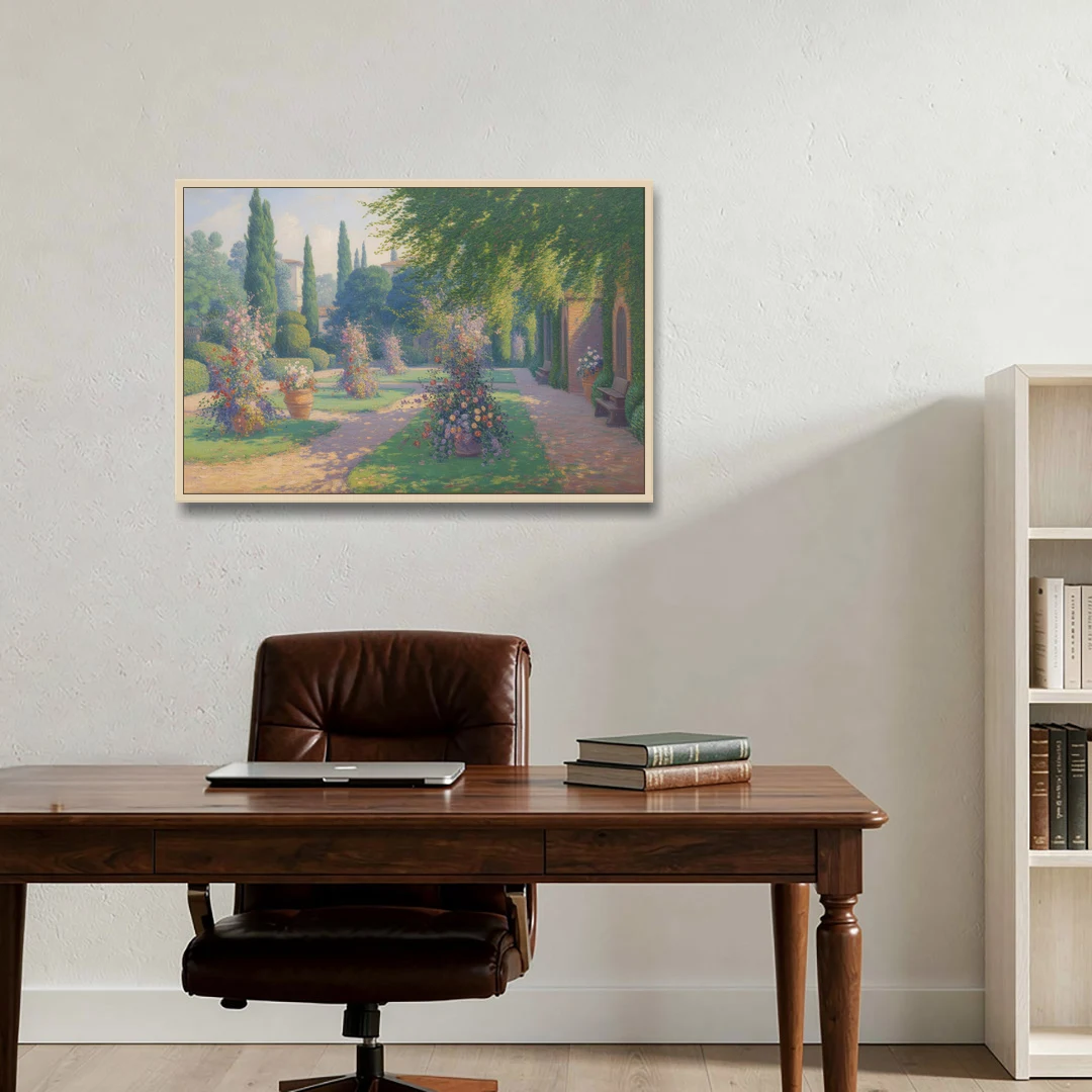 Giardino Giusti Serenity - Oak Framed Canvas Wall Art - Office - 36x24