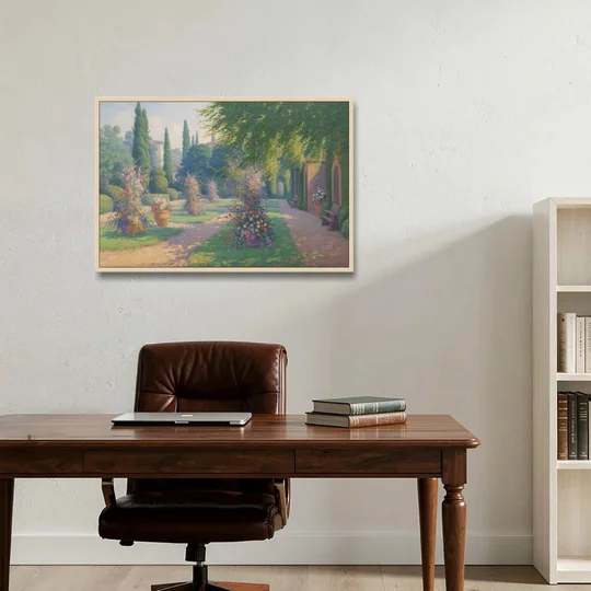 Giardino Giusti Serenity - Oak Framed Canvas Wall Art - Office - 36x24
