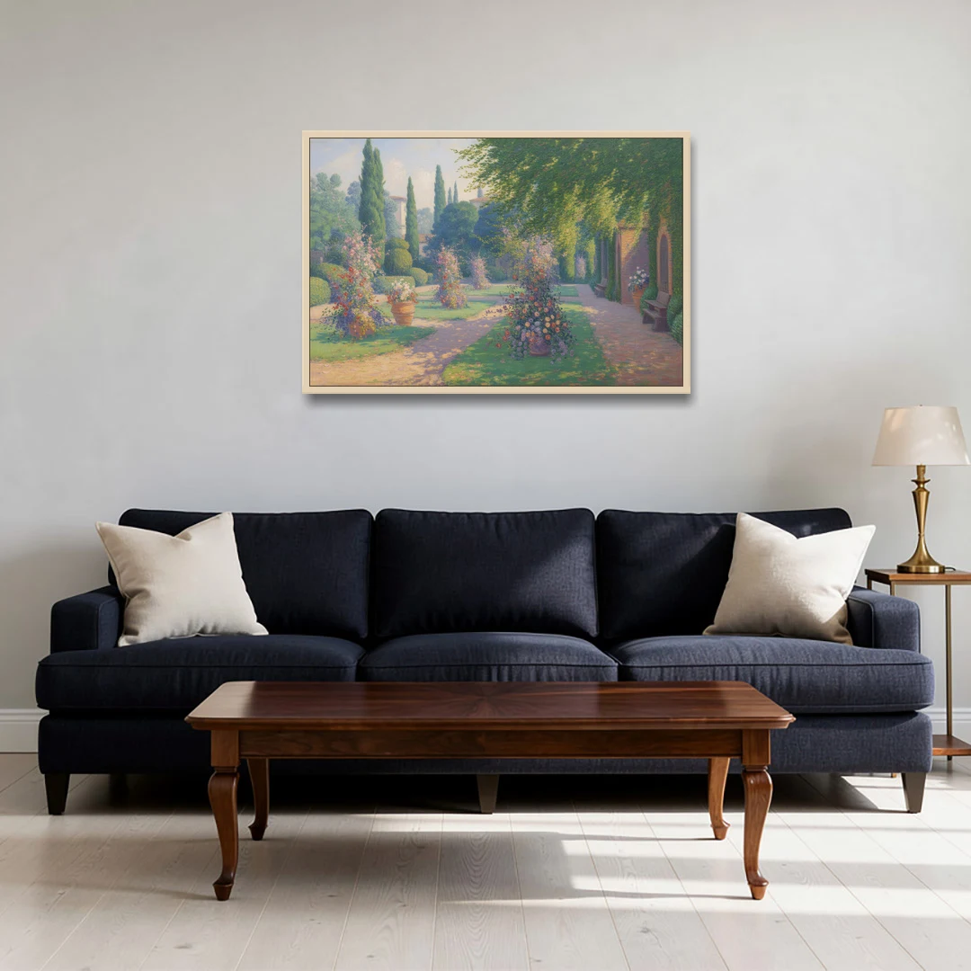 Giardino Giusti Serenity - Oak Framed Canvas Wall Art - Sofa - 36x24
