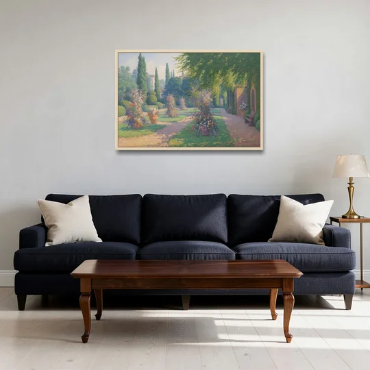 Giardino Giusti Serenity - Oak Framed Canvas Wall Art - Sofa - 36x24