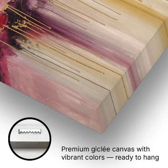 Gilded Clouds With Raspberry Rain Drips - Canvas Wall Art - Gallery Wrap Corner