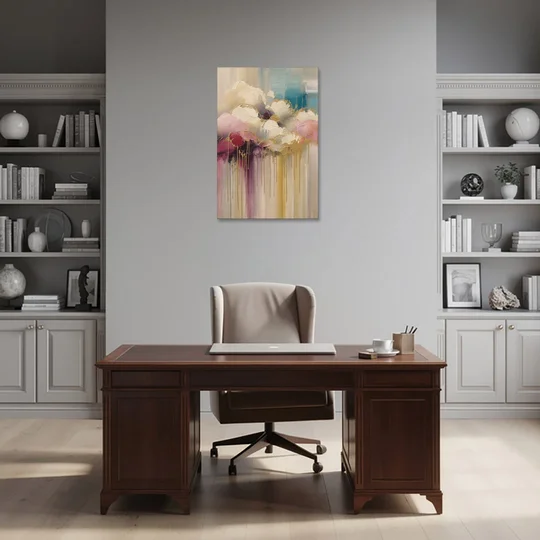 Gilded Clouds With Raspberry Rain Drips - Canvas Wall Art - Office - 24x36