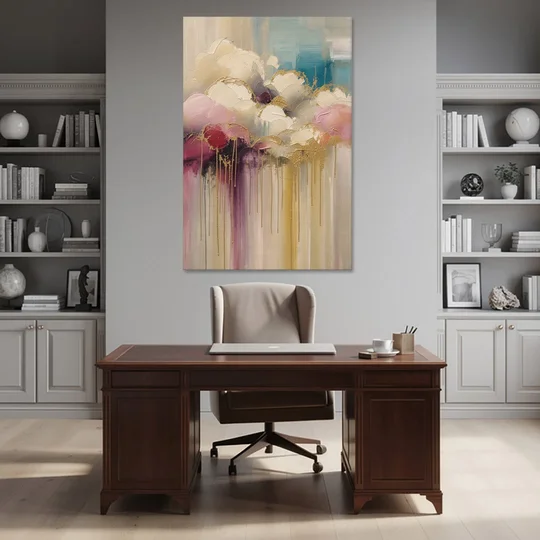 Gilded Clouds With Raspberry Rain Drips - Canvas Wall Art - Office - 40x60