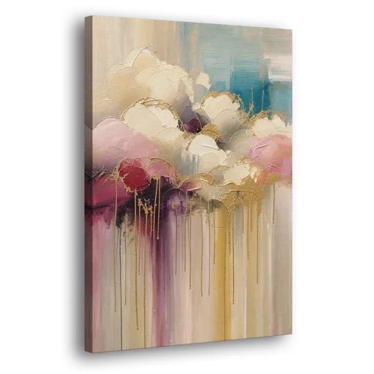 Gilded Clouds With Raspberry Rain Drips - Canvas Wall Art - Side