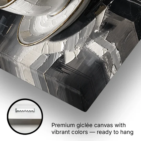 Black and White Gilded Espresso Cup for the Kitchen - Canvas Wall Art - Gallery Wrap Corner