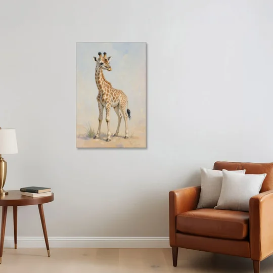 Giraffe Nursery Wall Art of a Baby Glancing Back - Canvas Wall Art - Sofa - 24x36