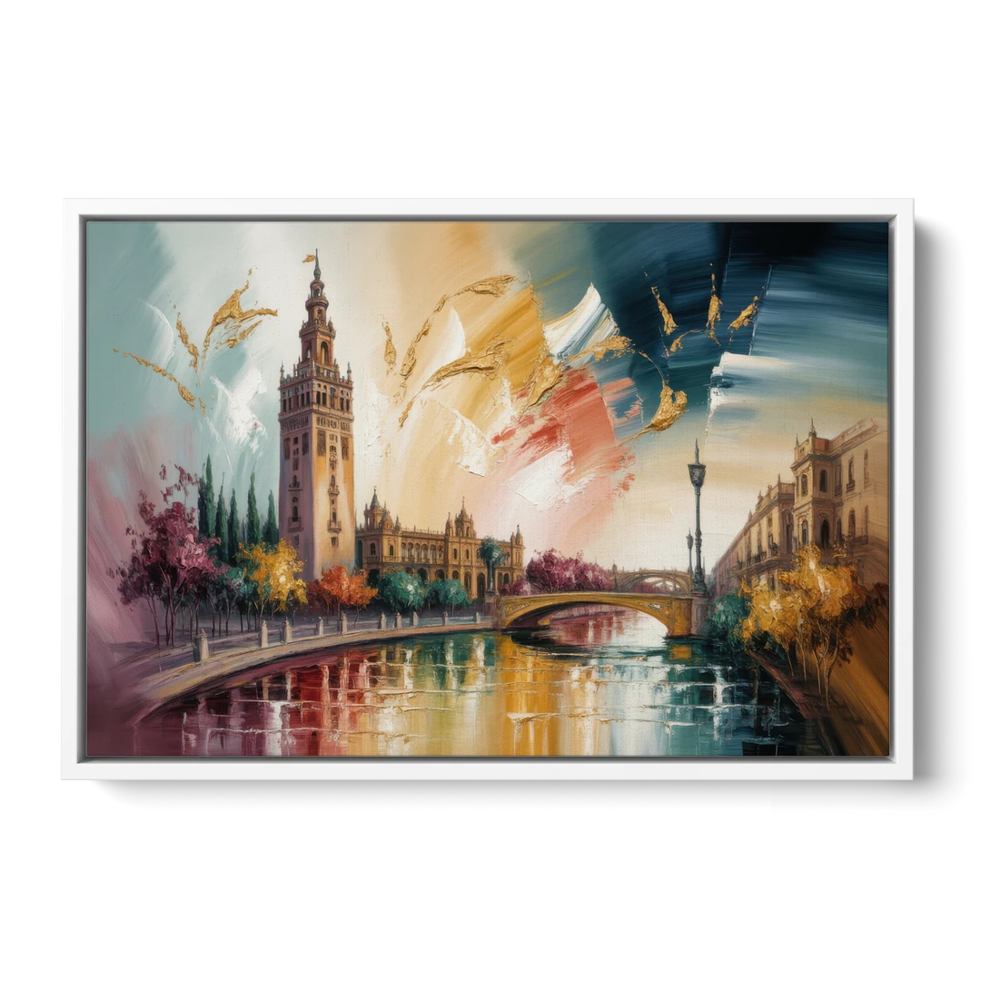 Giralda Grace - White Framed Canvas Wall Art - Front