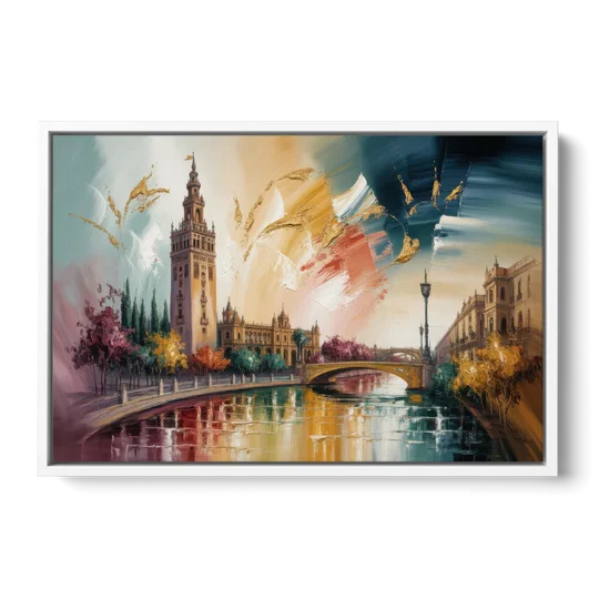 Giralda Grace - White Framed Canvas Wall Art - Front